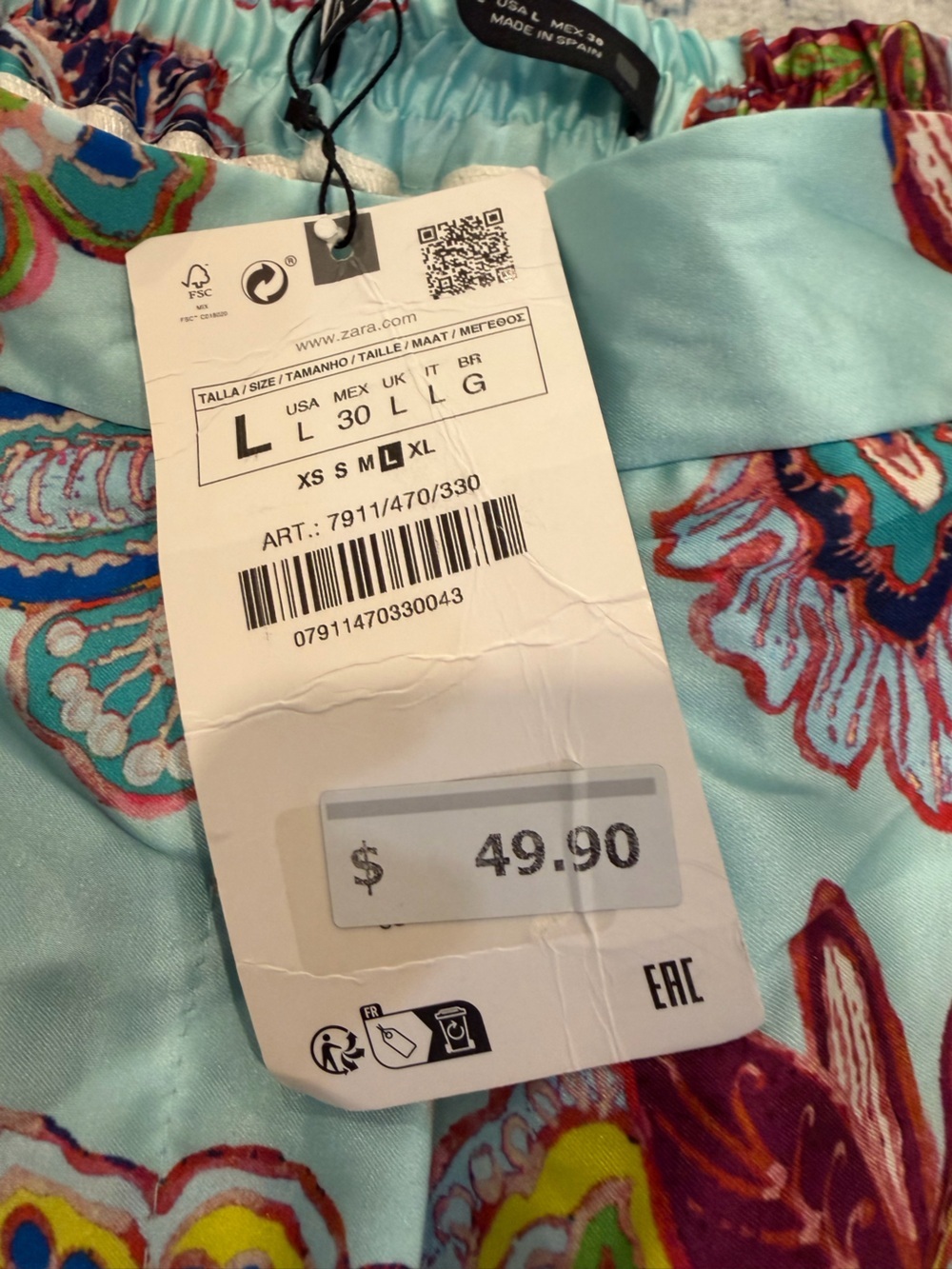 Zara Light Blue Floral Straight-Leg Pants - Picture 2 of 3